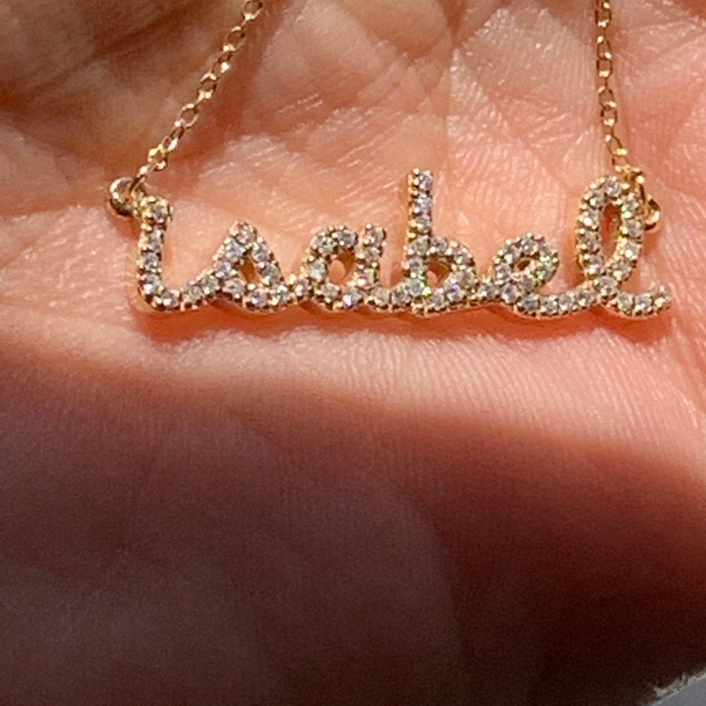 14k gold name necklace with diamonds - Picture 4 of 8